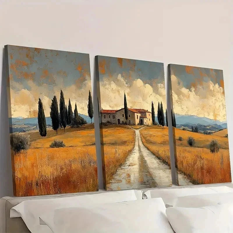 3pcs Dustin Way Country Landscape RT  Wall Art Set Canvas Framed 50x70cm - High Quality Print 100% Australian Made Wall Canvas Ready to Hang - Bella Home Decor