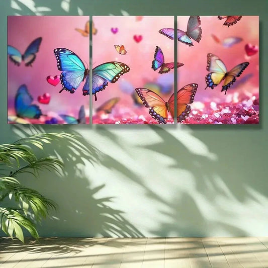 3pcs Splendid butterfly. Art Painting Metal Print Ready to Hang Art