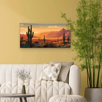 Sunset Desert Landscape Wall Art Canvas Office Home Room Framed 120x60cm