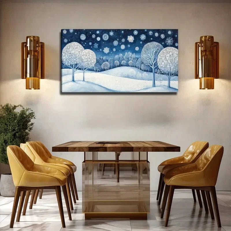 Snowflake Snow Suitable Wall Art Canvas Office Home Room Framed 120x60cm