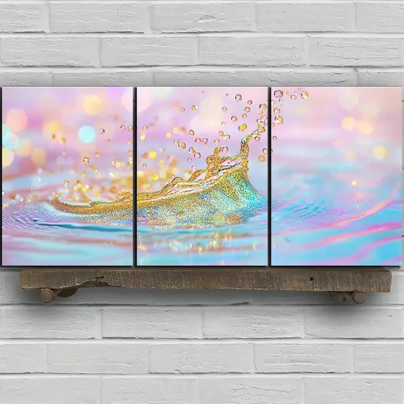 3pcs Beautiful Waves Colourful Water Metal Print Ready to Hang Art - Bella Home Decor