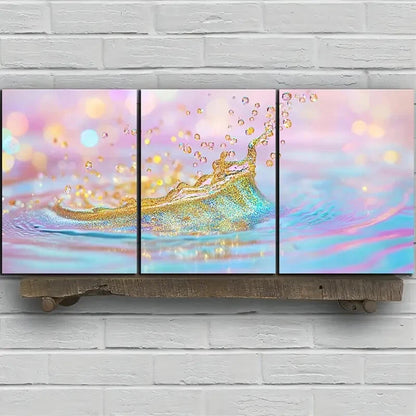 3pcs Beautiful Waves Colourful Water Metal Print Ready to Hang Art - Bella Home Decor