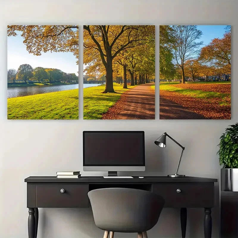 3pcs Haarlem Travel Kenaupark Netherland Scene Wall Art Set Canvas Framed 40x60cm - High Quality Print 100% Australian Made Wall Canvas Ready to Hang