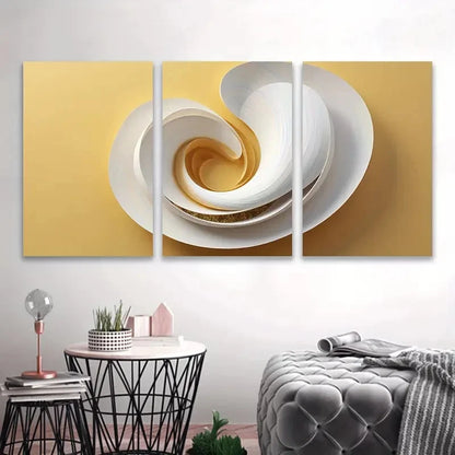 3pcs White And Golden Sculpture Wall Art Set Canvas Framed 50x70cm - High Quality Print 100% Australian Made Wall Canvas Ready to Hang