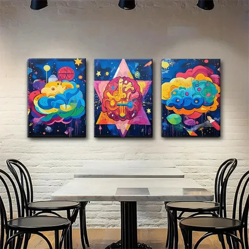 3pcs Abstract Cosmic Cloud Colorful Wall Art Canvas Unframed - High Quality Print 100% Australian Made Wall Canvas - Bella Home Decor