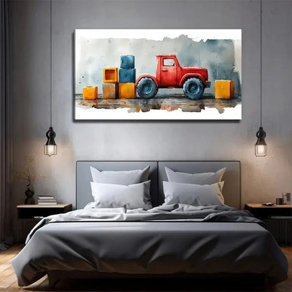 Toy Car Building Blocks Wall Art Canvas Office Home Room Framed 120x60cm
