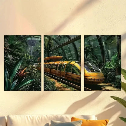 3pcs Tramway in Greenhouse Wall Art Set Canvas Framed 40x60cm - High Quality Print 100% Australian Made Wall Canvas Ready to Hang