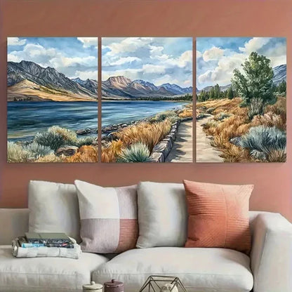 33pcs Walker Lake Travel Vivid Scenic Nevada Wall Art Set Canvas Unframed - High Quality Print 100% Australian Made Wall Canvas - Bella Home Decor
