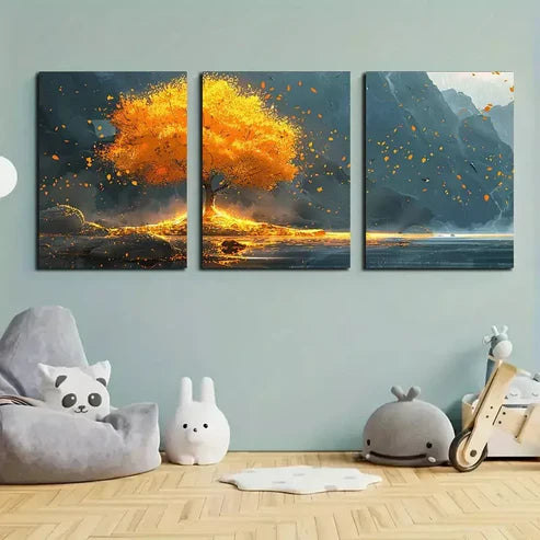 3pcs Beautiful Autumn & Mountain Wall Art Canvas Unframed - High Quality Print 100% Australian Made Wall Canvas - Bella Home Decor