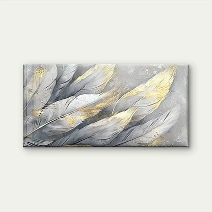 Feather White Yellow Abstract Wall Art Canvas Office Home Room Framed 120x60cm