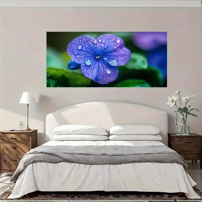 Elegant Purple Hydrangea Floral Wall Art Canvas Office Home Room Framed 120x60cm