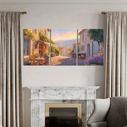 3pcs Village Flowers Bird Vintage Painting Metal Print Ready to Hang Art - Bella Home Decor
