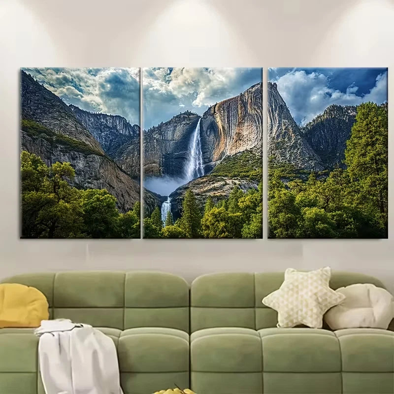 3pcs Yosemite Falls Art Elegant Metal Print Ready to Hang Art