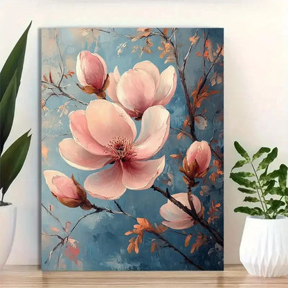 Beautiful Magnolia Flower Elegant Botanical Painting 40x60cm Metal Print Ready to Hang