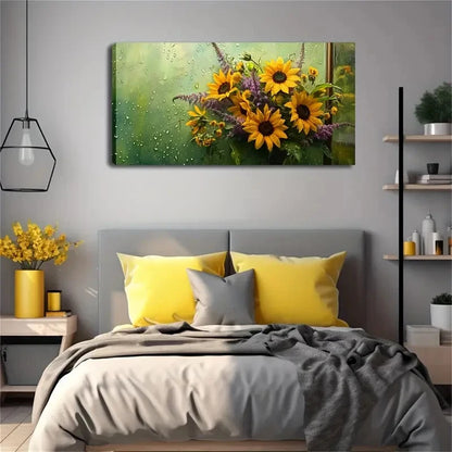 Realistic Sunflowers In Water Wall Art Canvas Office Home Room Framed 120x60cm