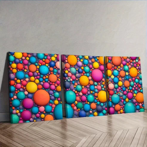 3 PCS Colorful Bubbles Abstract Wall Art Set Canvas Unframed - High Quality Print 100% Australian Made Wall Canvas