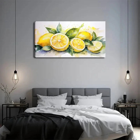 Lemon Deco Classic Minimalist Wall Art Canvas Office Home Room Framed 120x60cm