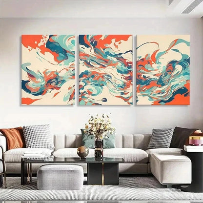 3pcs Mint Swirls Dynamic Contemporary Perfect Wall Art Set Canvas Framed 50x70cm - High Quality Print 100% Australian Made Wall Canvas Ready to Hang