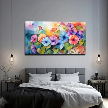 Watercolor Trumpet Flowers Wall Art Canvas Office Home Room Framed 120x60cm