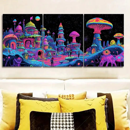 3pcs "Strange Place (3) Wall Art Set Canvas Unframed - High Quality Print 100% Australian Made Wall Canvas - Bella Home Decor