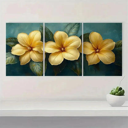3pcs Allamanda Yellow Flower Tropical Perfect Wall Art Set Canvas Framed 40x60cm - High Quality Print 100% Australian Made Wall Canvas Ready to Hang - Bella Home Decor
