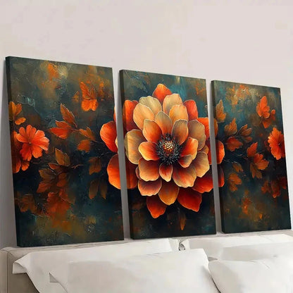 3pcs Hanging Autumn Art Flower QW   Wall Art Set Canvas Framed 60x90cm - High Quality Print 100% Australian Made Wall Canvas Ready to Hang - Bella Home Decor
