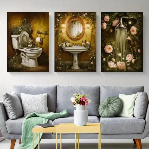 3pcs Minimalist Botanica Vintage Style Wall Art Canvas Unframed - High Quality Print 100% Australian Made Wall Canvas