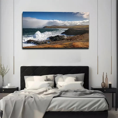 Waves Breaking Wall Art Canvas Office Home Room Framed 120x60cm
