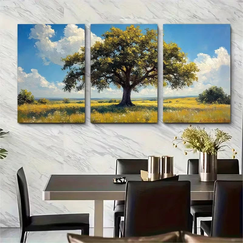 3pcs Texas Lush Meadow Landscape Metal Print Ready to Hang Art
