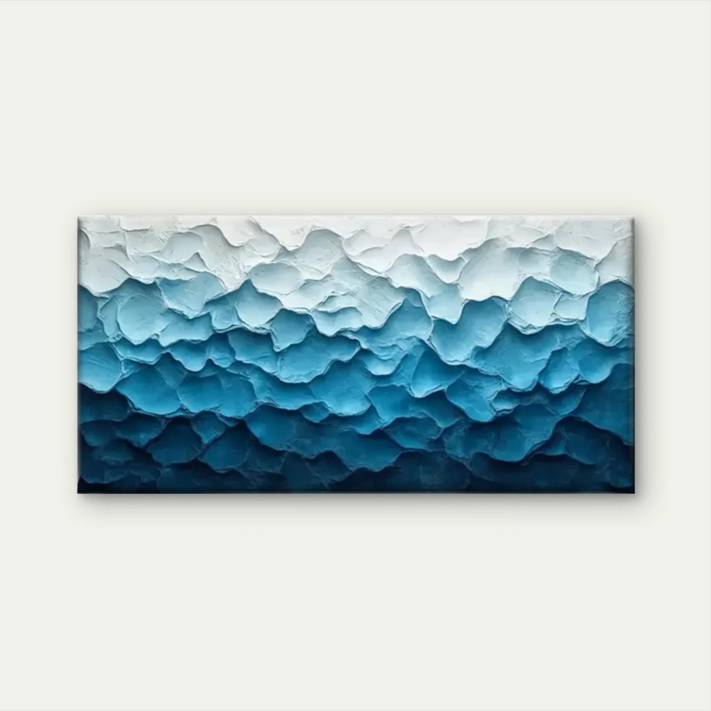 Blue White Abstract Painting Wall Art Canvas Office Home Room Framed 120x60cm