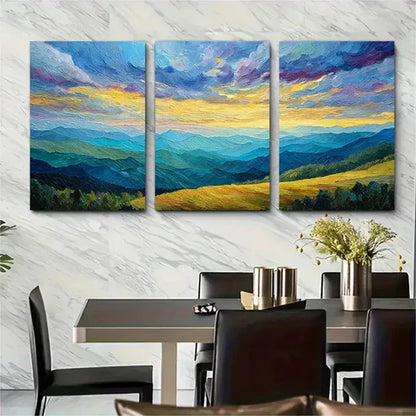 3pcs Colorful D Mountain Sunset Décor Perfect Wall Art Canvas Unframed – High Quality Print 100% Australian Made Wall Canvas - Bella Home Decor