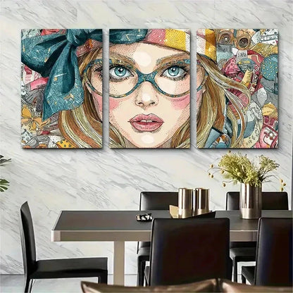 3pcs Maximalist Preppy Decor Continuous Perfect Wall Art Set Canvas Framed 50x70cm - High Quality Print 100% Australian Made Wall Canvas Ready to Hang