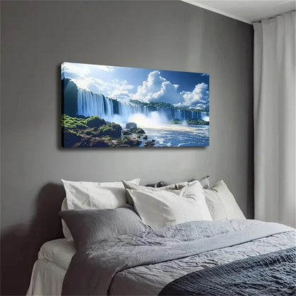 Waterfall Mist Landscape Wall Art Canvas Office Home Room Framed 120x60cm - Bella Home Decor