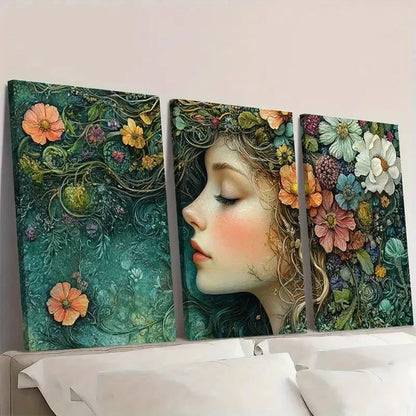 3pcs Vibrant Flowers & Greenery Design X  Wall Art Set Canvas Framed 50x70cm - High Quality Print 100% Australian Made Wall Canvas Ready to Hang