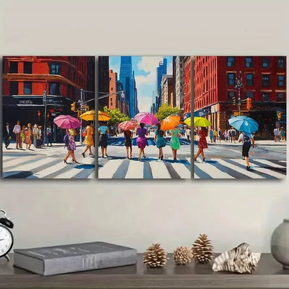 3pcs The vibrant streets of New York City Wall Art Set Canvas Unframed - High Quality Print 100% Australian Made Wall Canvas