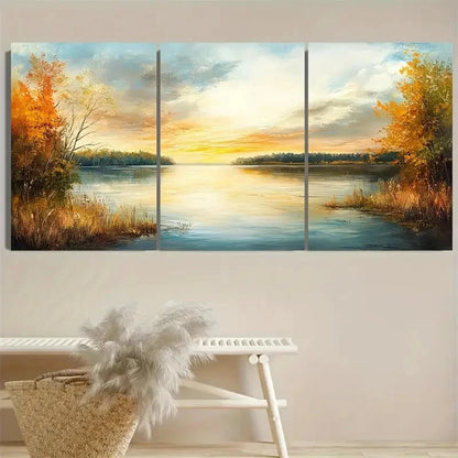 3pcs Lake Oologah Oklahoma Wall Art Set Canvas Framed 60x90cm - High Quality Print 100% Australian Made Wall Canvas Ready to Hang
