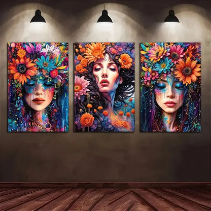 3pcs Flat Daily Comfort Vibrant Floral   Wall Art Canvas  Framed 60x90cm - High Quality Print 100% Australian Made Wall Canvas Ready to Hang