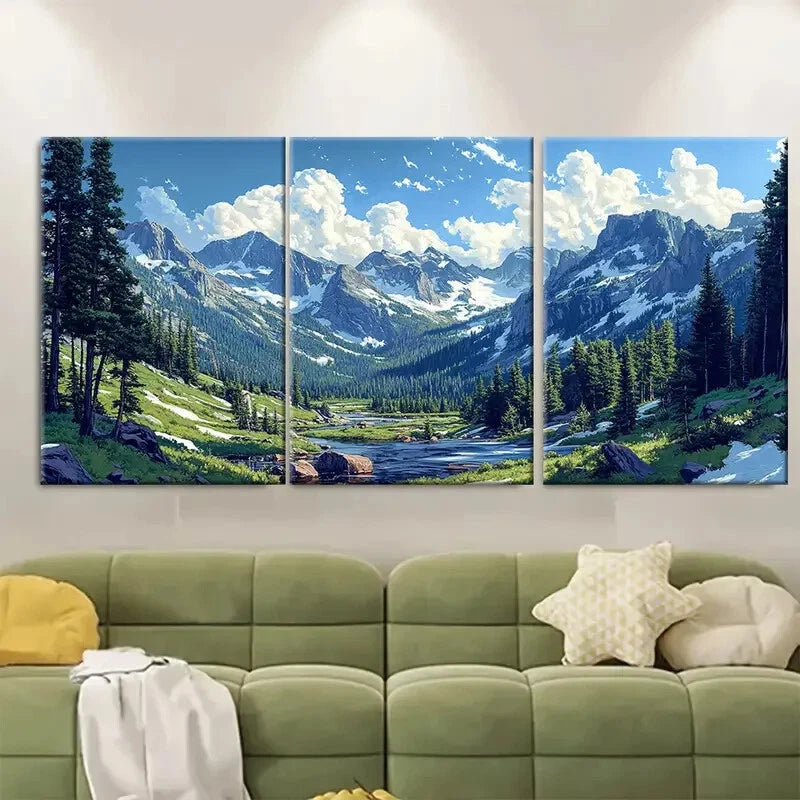 3pcs Rocky Mountain National Park Metal Print Ready to Hang Art - Bella Home Decor