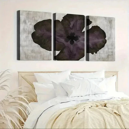 3pcs Unique Deep Purple Floral Pattern Wall Art Canvas Unframed - High Quality Print 100% Australian Made Wall Canvas - Bella Home Decor