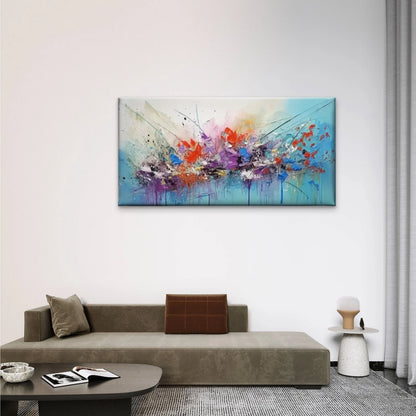 Blue Red Abstract Painting Wall Art Canvas Office Home Room Framed 120x60cm