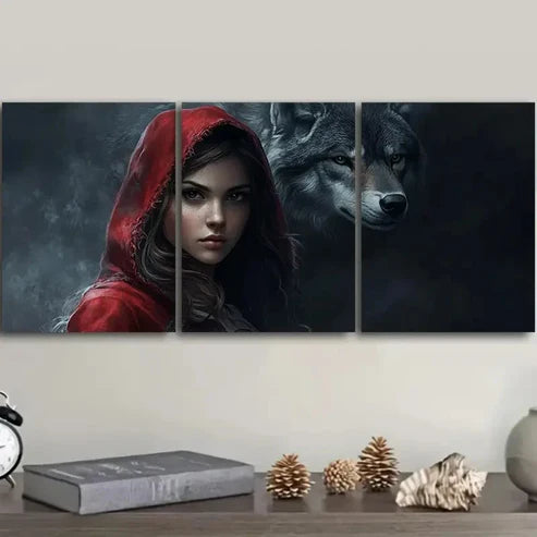 3pcs Beauty and the Wolf Wall Art Set Canvas Unframed – High Quality Print 100% Australian Made Wall Canvas