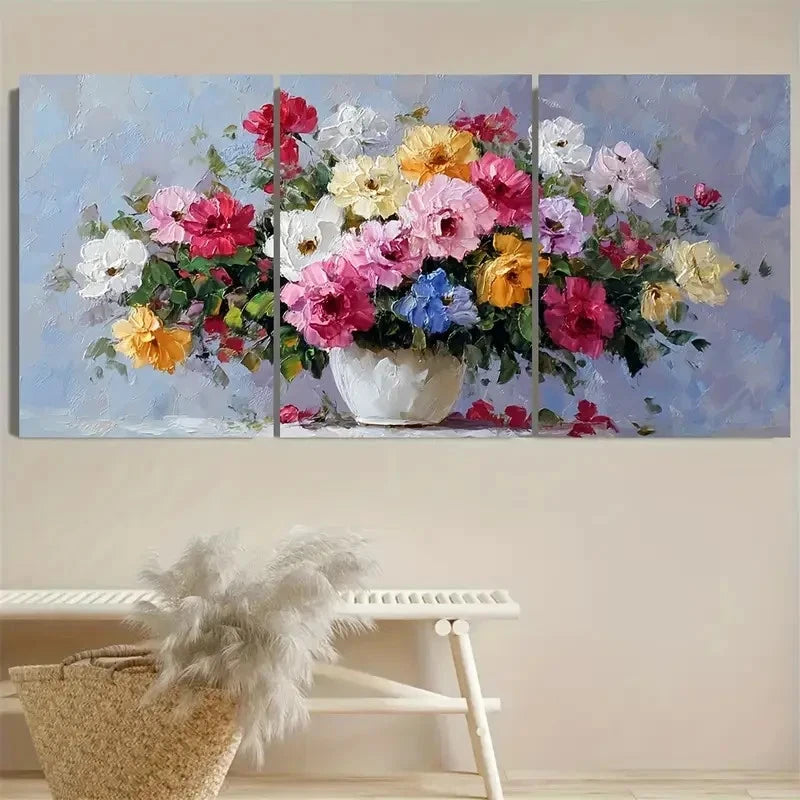 3pcs FLowers Home Decoration Wall Art Set Canvas Framed 50x70cm - High Quality Print 100% Australian Made Wall Canvas Ready to Hang - Bella Home Decor