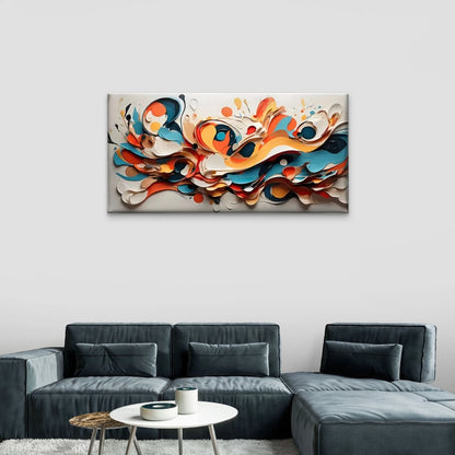 Vibrant Swirls Beige Modern Wall Art Canvas Office Home Room Framed 120x60cm