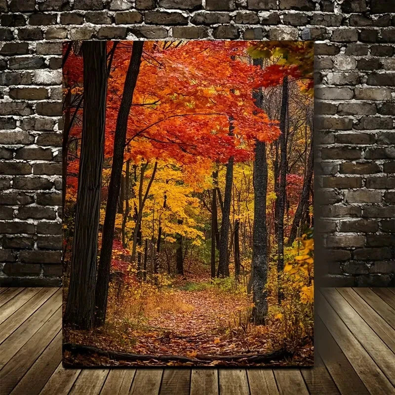 Beautiful Autumn Maple Forest Colorful Fall Foliage 40x60cm Metal Print Ready to Hang - Bella Home Decor