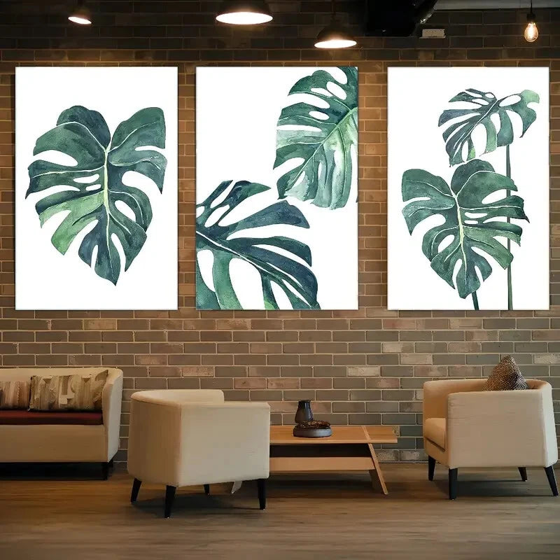 3pcs Botanical Art Leaves Poster Metal Print Ready to Hang Art