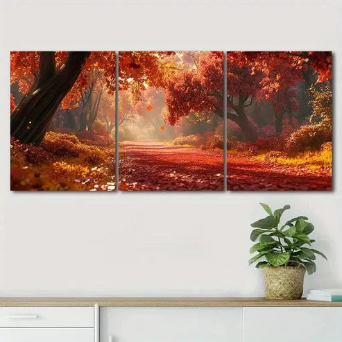 3pcs Autumn Scenery Red Beauty Relax Perfect Wall Art Canvas Unframed - High Quality Print 100% Australian Made Wall Canvas - Bella Home Decor