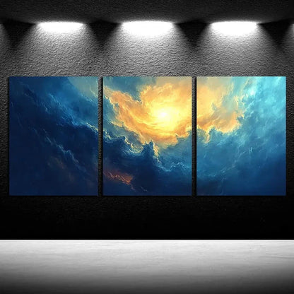 3pcs Vibrant Nebula Cloudy Design Metal Print Ready to Hang Art