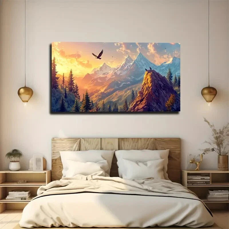 Featuring Distant Snow-Capped Wall Art Canvas Office Home Room Framed 120x60cm - Bella Home Decor