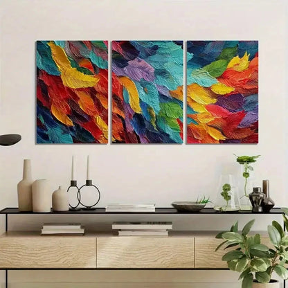 3pcs Painting of Colorful Leaves Wall Painting Metal Print Ready to Hang Art - Bella Home Decor