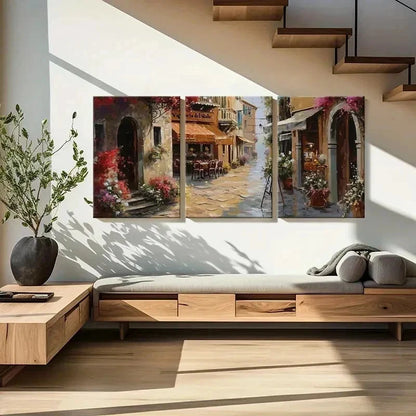 3pcs Vigneto Del Sole Italian Street Scene Wall Art Set Canvas Framed 60x90cm - High Quality Print 100% Australian Made Wall Canvas Ready to Hang